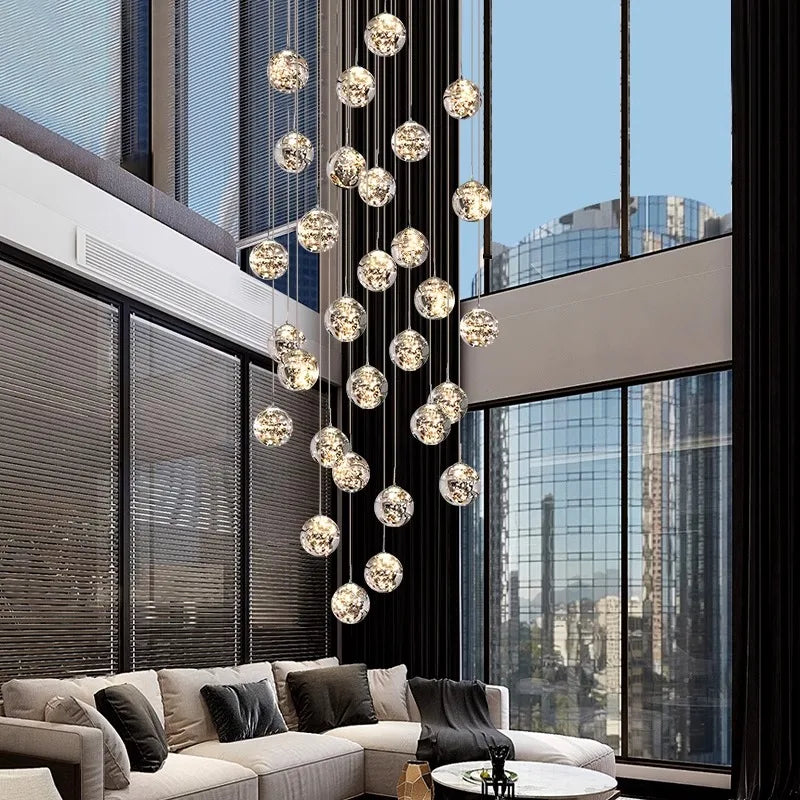 Afralia™ Nordic Stair Chandelier Ceiling Light Set for Living and Dining Room