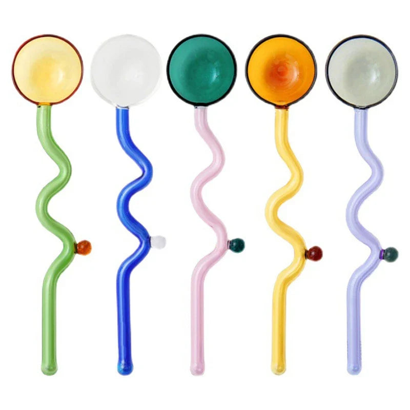 Afralia™ Glass Mixing Spoon Set for Home Kitchen and Bar Accessories