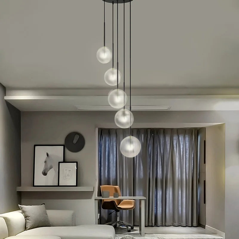 Afralia™ Glass Ball Chandelier: Luxury Pendant Lights for Lobby, Restaurant, Dining Room