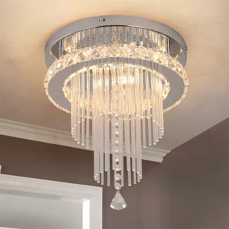 Afralia™ Crystal Raindrop Chandelier LED Ceiling Light for Dining Living Bedroom