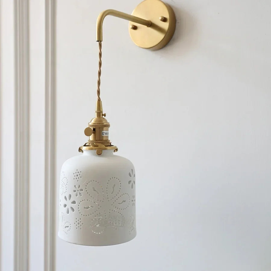 Afralia™ Ceramic LED Wall Sconce Light Fixture with Pull Chain Switch