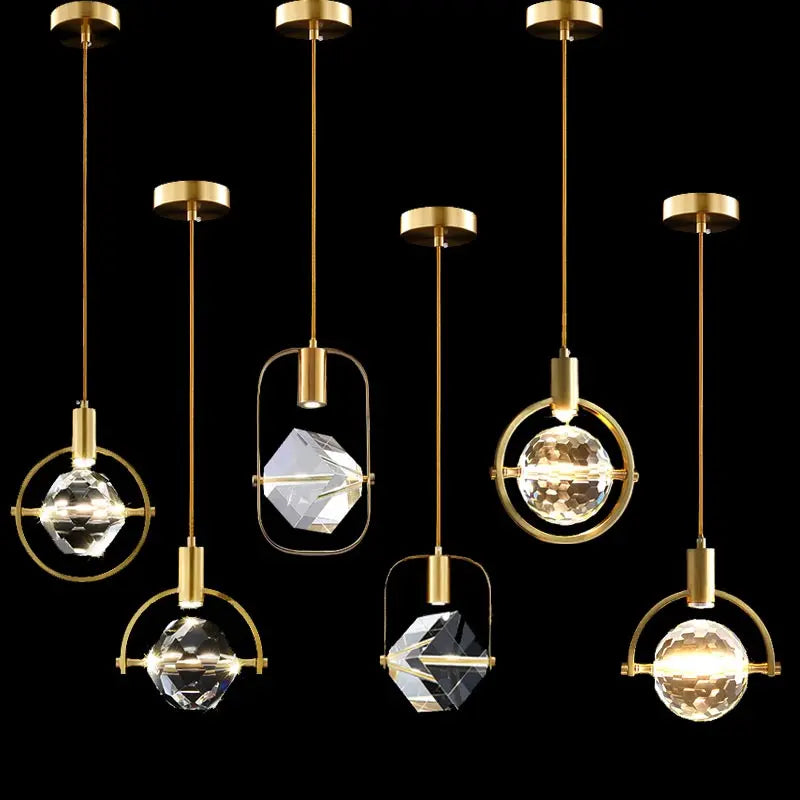 Afralia™ Crystal Pendant Lights Kitchen Fixture for Living Room, Dining Room, and Bedside