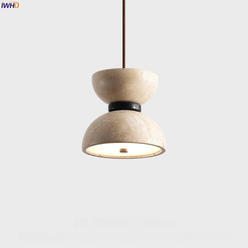 Afralia™ Yellow Travertine LED Hanging Pendant Light for Home Decor Bedroom Dining Living Room