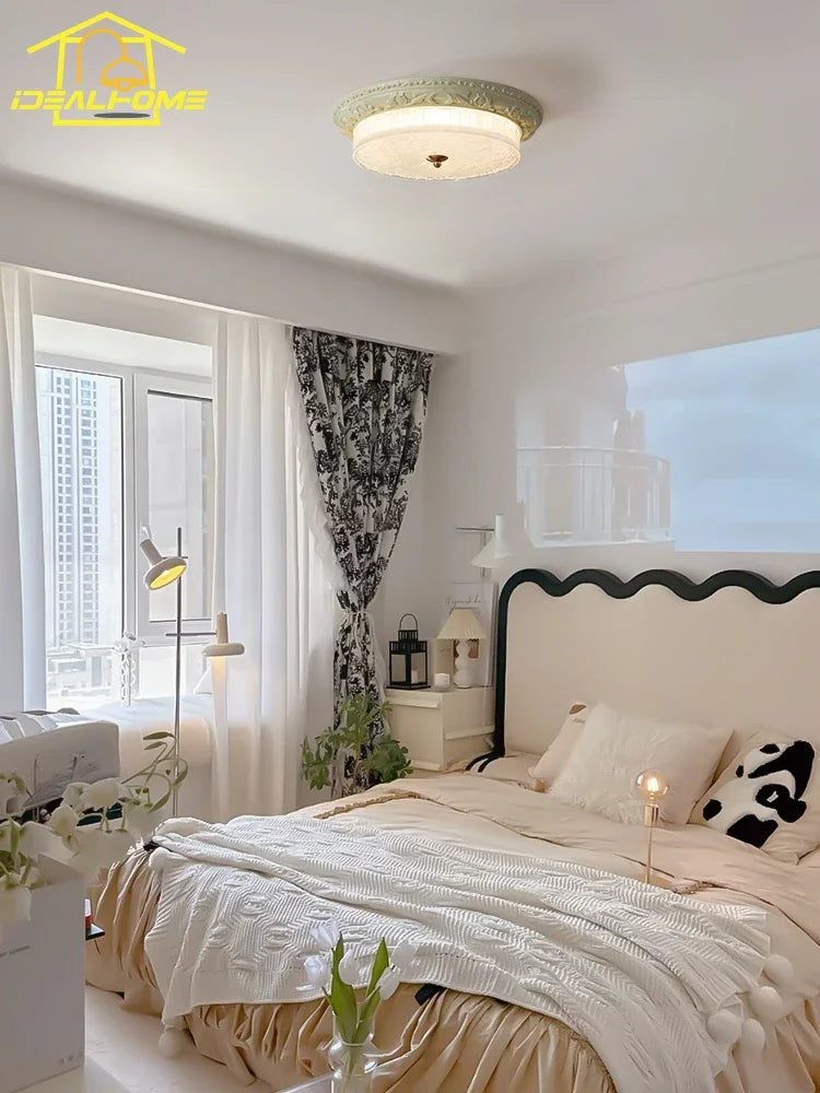 Afralia™ Cream Wind LED Iron Glass Ceiling Light - Retro Design, Bauhaus Style