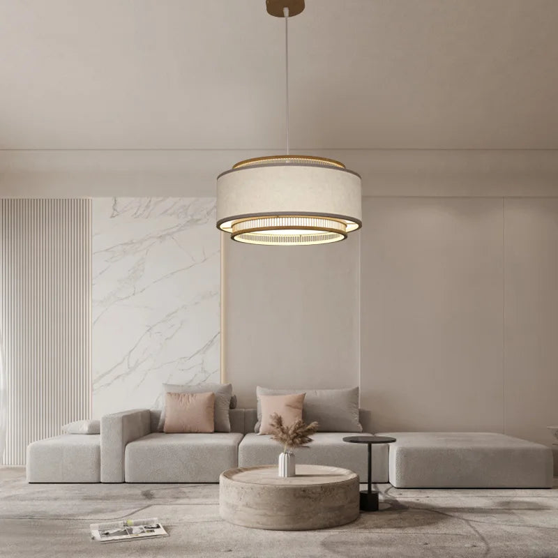 Afralia™ Japanese Bamboo Chandelier Pendant Light for Living Dining Bedroom - Quiet Style Icon