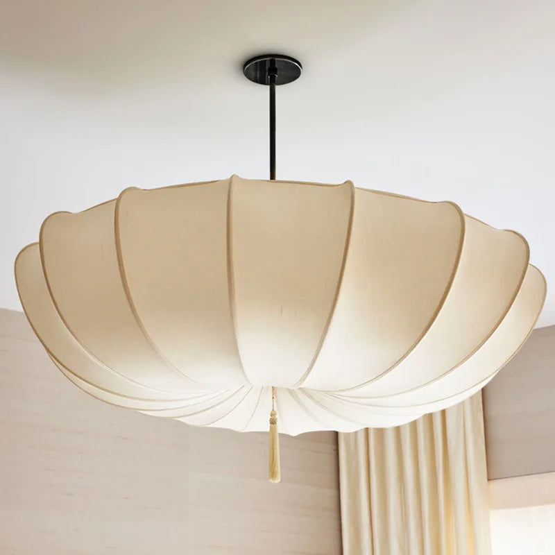 Nordic Cream Fabric Pendant Light for Home and Office - Afralia™ Wabi Sabi Chandelier