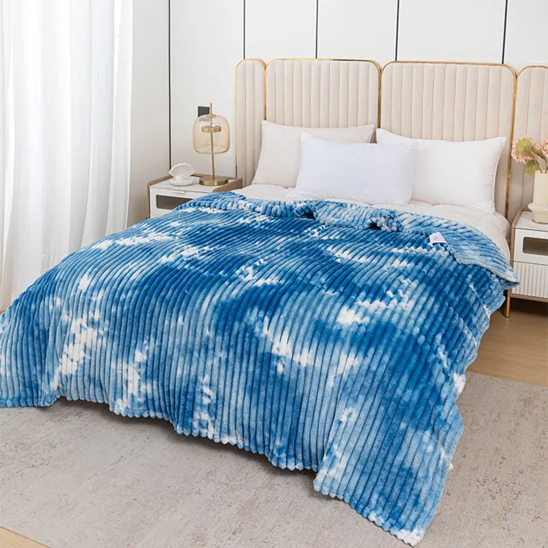 Afralia™ Striped Faux Rabbit Plush Multi Functional Blanket for All Seasons