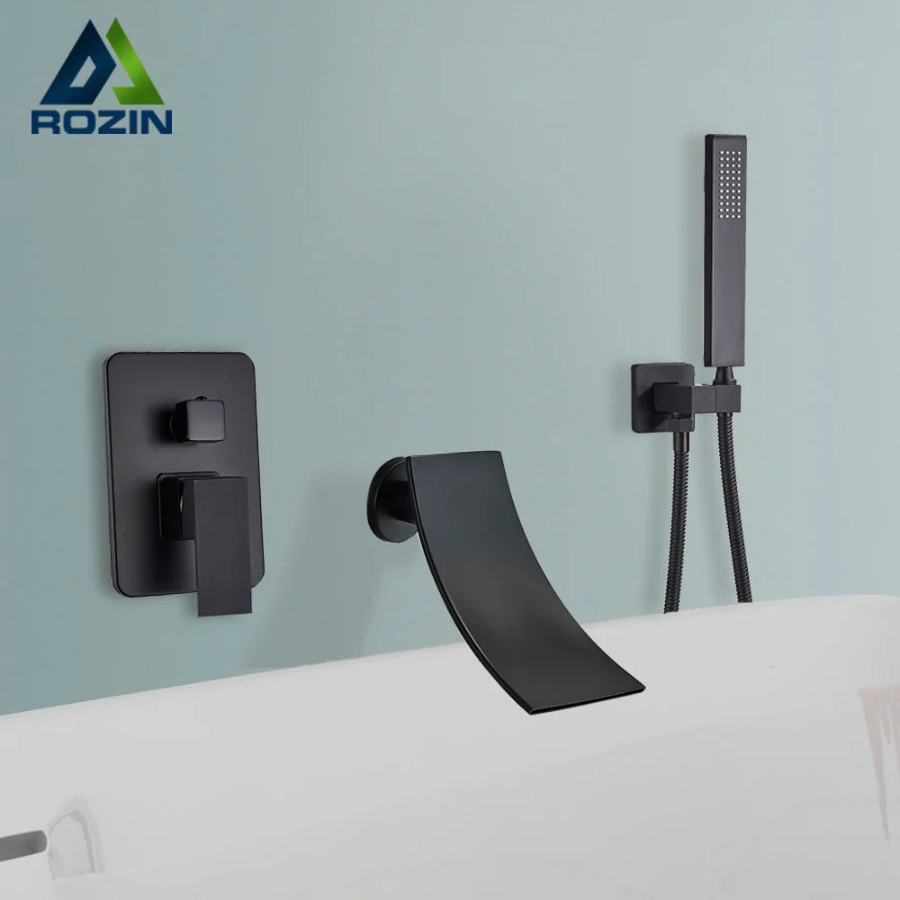 Afralia™ Wall Mounted Waterfall Shower Faucet System with Hidden Mixer Tap