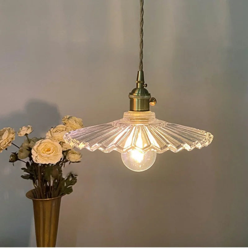 Afralia™ Glass Walnut LED Pendant Light Adjustable Hanging Lamp Modern Nordic Design