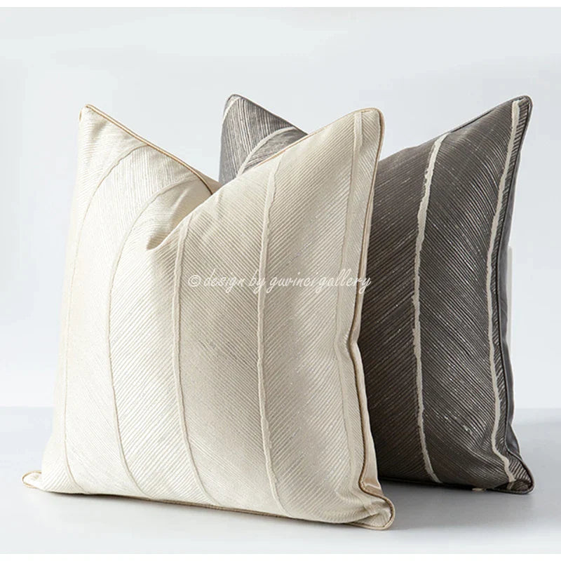 Afralia™ Herringbone Jacquard Cushion Cover, Modern Beige White Pillowcase for Living Room