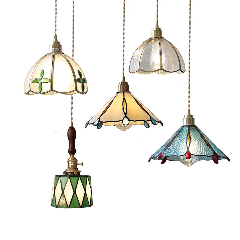 Afralia™ Loft Style Copper Glass Pendant Light - Adjustable Dining Room Hanging Lamp