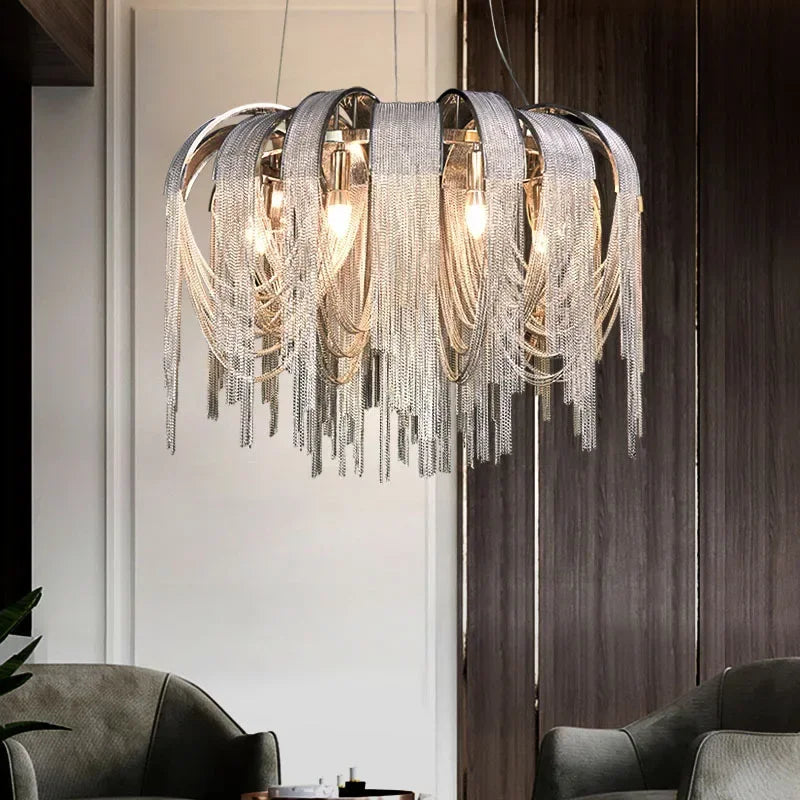 Afralia™ Modern Tassels LED Chandelier for Living Room Dining Bedroom Pendant Lights