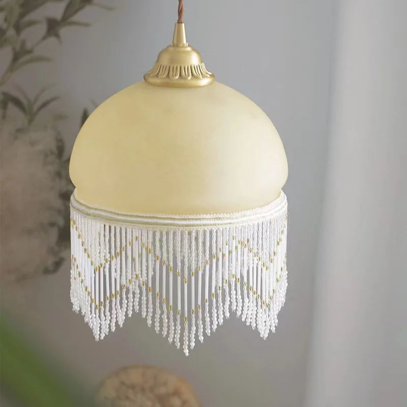 Afralia™ Vintage Brass Glass Chandelier with Tassel for Restaurant Bar and Home Decor