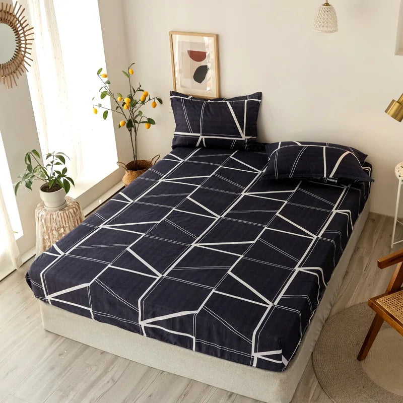 Afralia™ Geometric Figure Sheet Set with 2 Pillowcases for Bedroom All Seasons