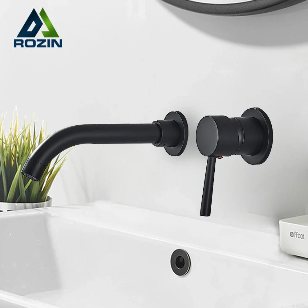 Afralia™ Wall Mounted Basin Faucet with Swivel Spout - Hot Cold Mixer Tap