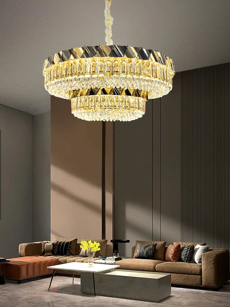 Afralia™ Luxury Crystal Circular Chandelier: Designer Nordic Hanging Ceiling Lamp for Bedroom & Living Room