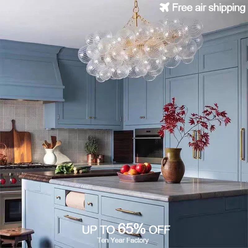 Afralia™ LED Glass Bubble Chandelier E14 for Modern Living Room Decor.