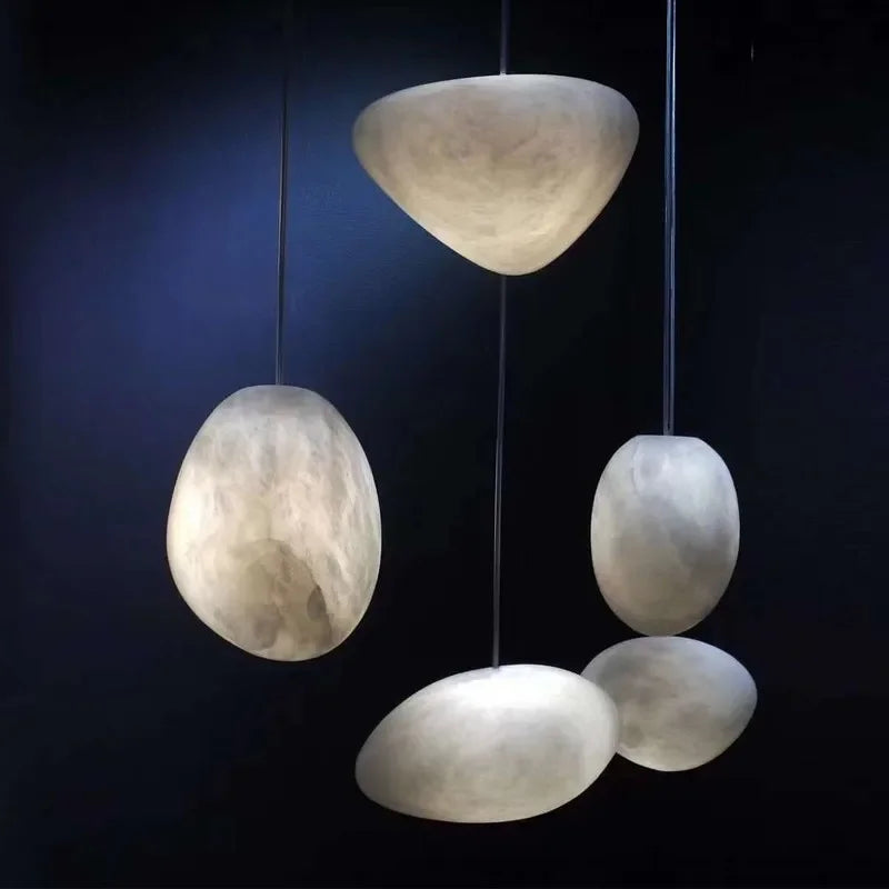 Afralia™ Marble Chandelier Alabaster Stone Copper Pendant Lights