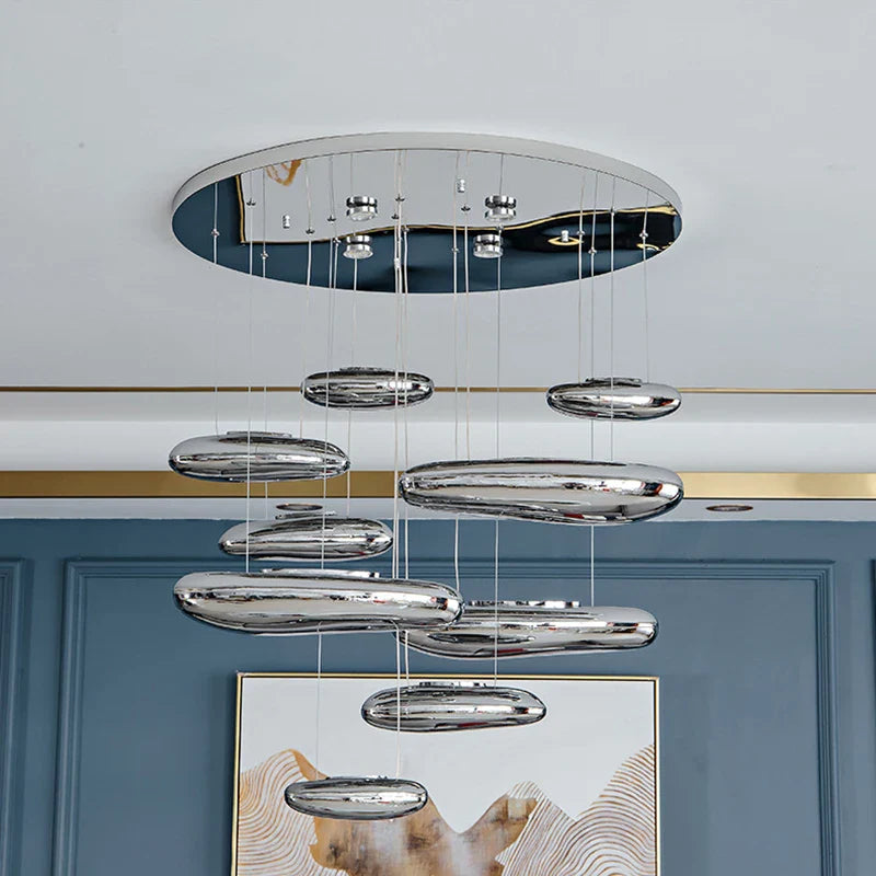 Afralia™ LED Cobblestone Ceiling Chandelier for Home Decor - Modern Living Room Bedroom Lighting