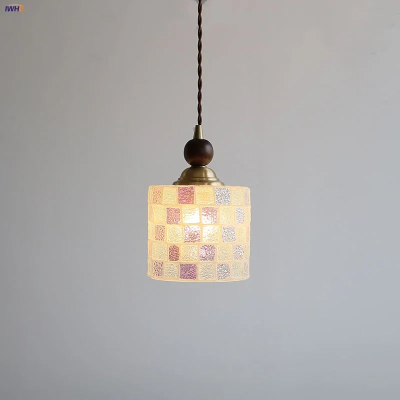 Afralia™ Wood LED Glass Pendant Light: Modern Nordic Adjustable Hanging Lamp