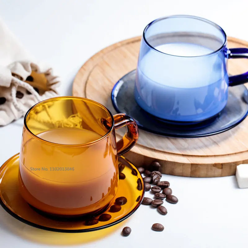 Afralia™ 350ml Glass Coffee Mug Tea Juice Cup Heat Resistant Durable High Borosilicate