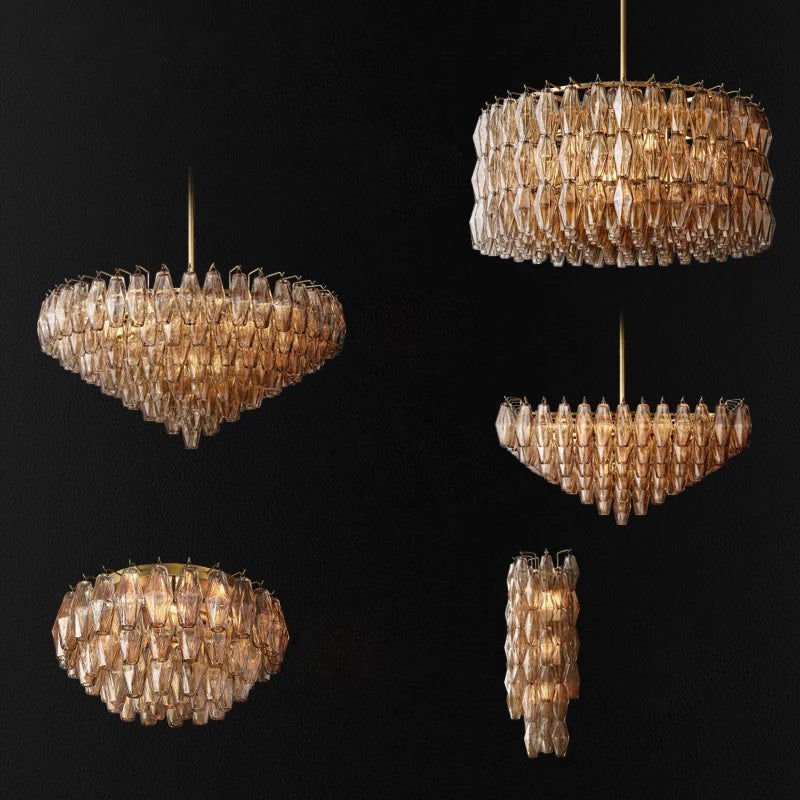 Afralia™ Luxury Glass Shade LED Chandelier in Brass and Black for Modern Dining Room