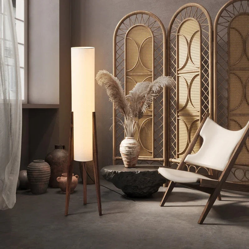 Afralia™ Vintage Wood Floor Lamp for Home and Hotel Decor, E27 Standing Lamp