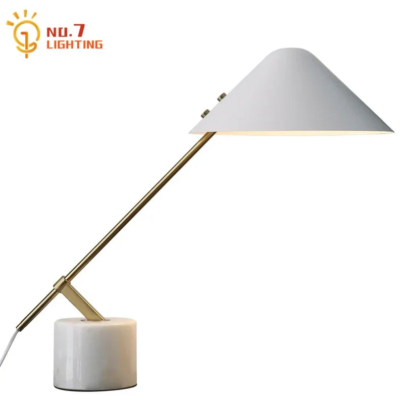 Afralia™ Marble Base LED Table Lamp Black/White, Minimalist Design for Home Office Bedroom