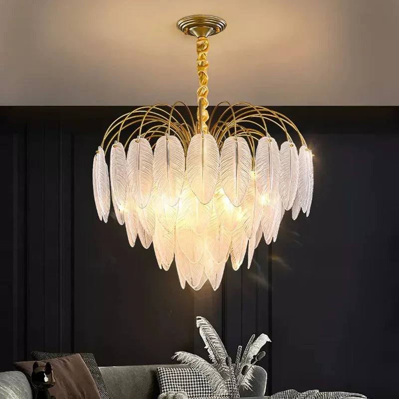 Nordic Feather Chandelier by Afralia™ - Modern LED Pendant Lamp for Home Living Room