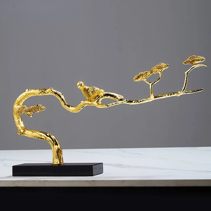 Afralia™ Metal Alloy Tree Bird Decorative Figurines Home Decor