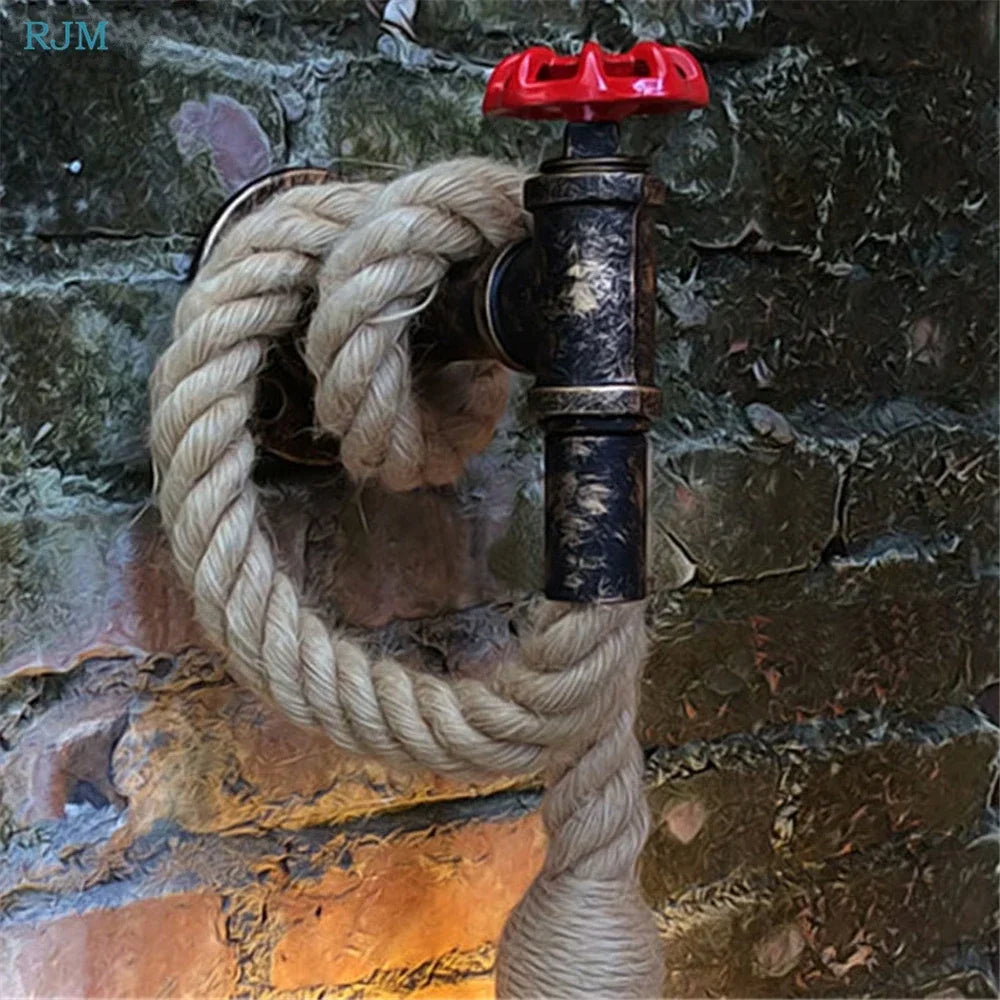 Afralia™ Loft Style Industrial Hemp Rope Wall Lamps for Gallery Stairs and Bar