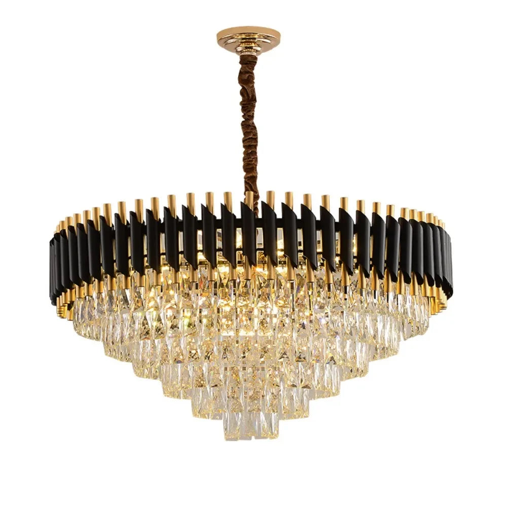 Afralia™ Black Crystal Chandelier: Modern Luxury LED Lighting for Living Room, Bedroom