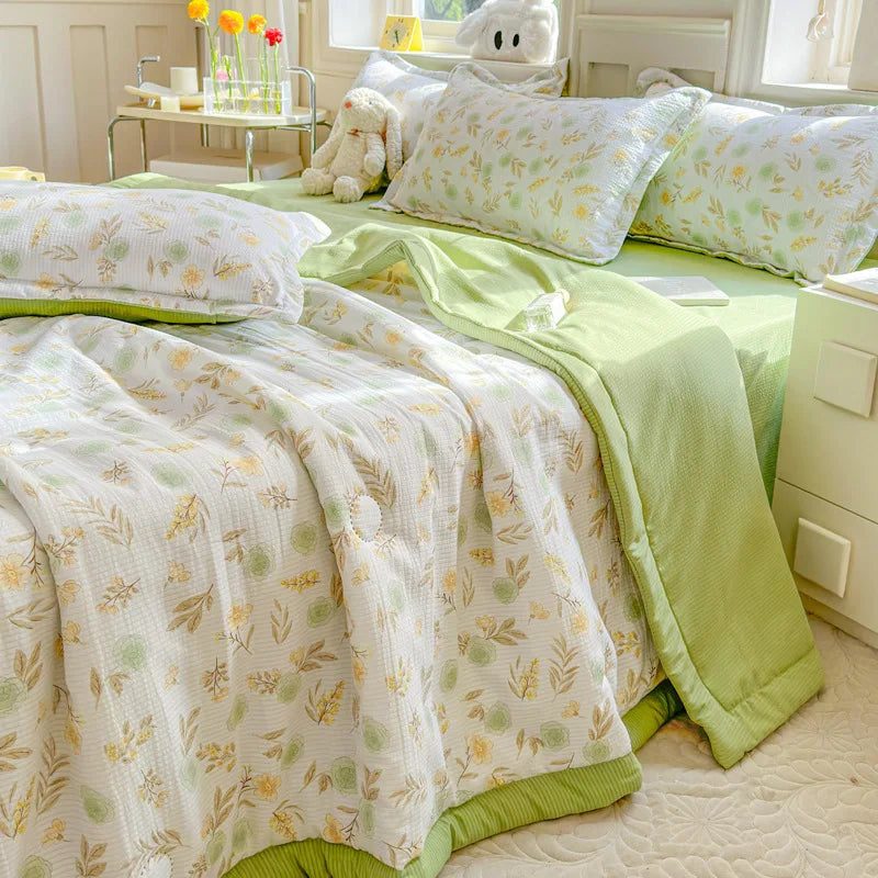 Afralia™ Floral Printed Quilted Bubble Cotton Duvet for Summer - Ultra-Soft Skin-Friendly Bedding