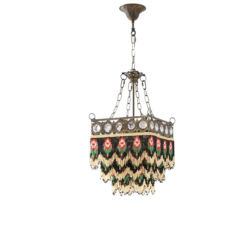 Afralia™ Black Rose Tassel Pendant Lights, Classic Retro Lustres for Living Room