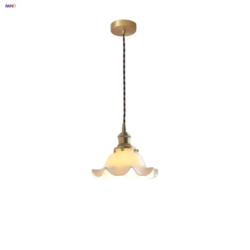Afralia™ Flower Ceramic LED Pendant Lamp with Copper Socket & Adjustable Wire