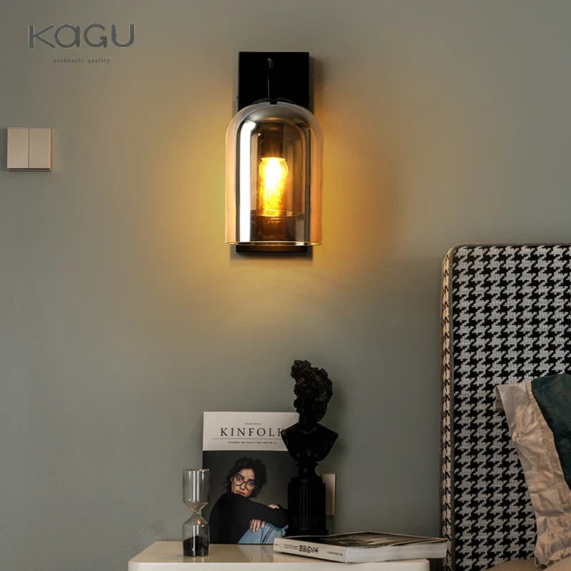 Afralia™ Nordic Double Glass Wall Lamp: Modern LED E27 Bedside Reading Wall Lamp