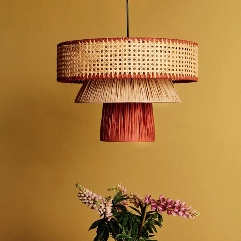 Afralia™ Nordic Rattan Pendant Lights: Retro Woven Chandeliers for Living Room & Restaurant