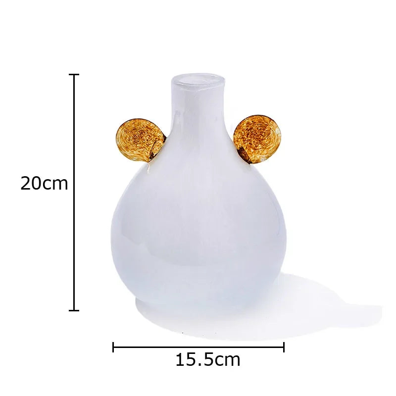 Afralia™ Color Gradient Glass Vase and Artificial Flower Arrangement for Room Decoration