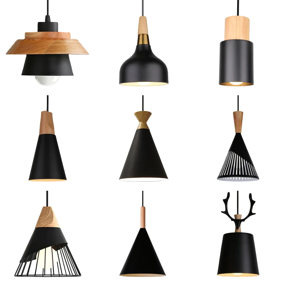 Afralia™ Wood Pendant Lights: Minimalist Nordic Style Hanging Lamps for Home & Restaurant
