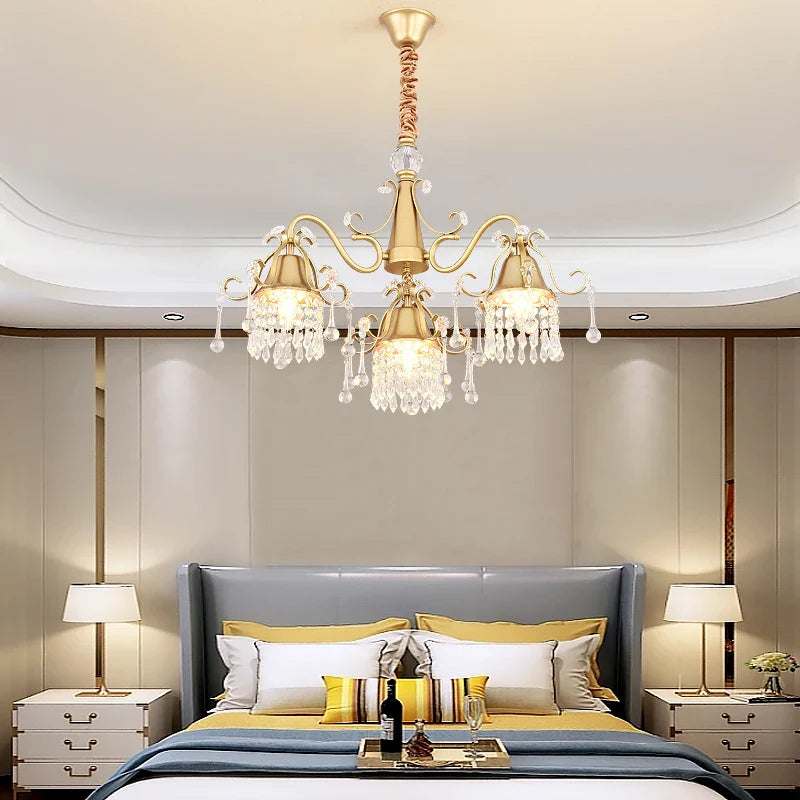 Afralia™ Iron Crystal Chandelier: Retro & Creative Lighting for Living Room, Bedroom, Dining Room