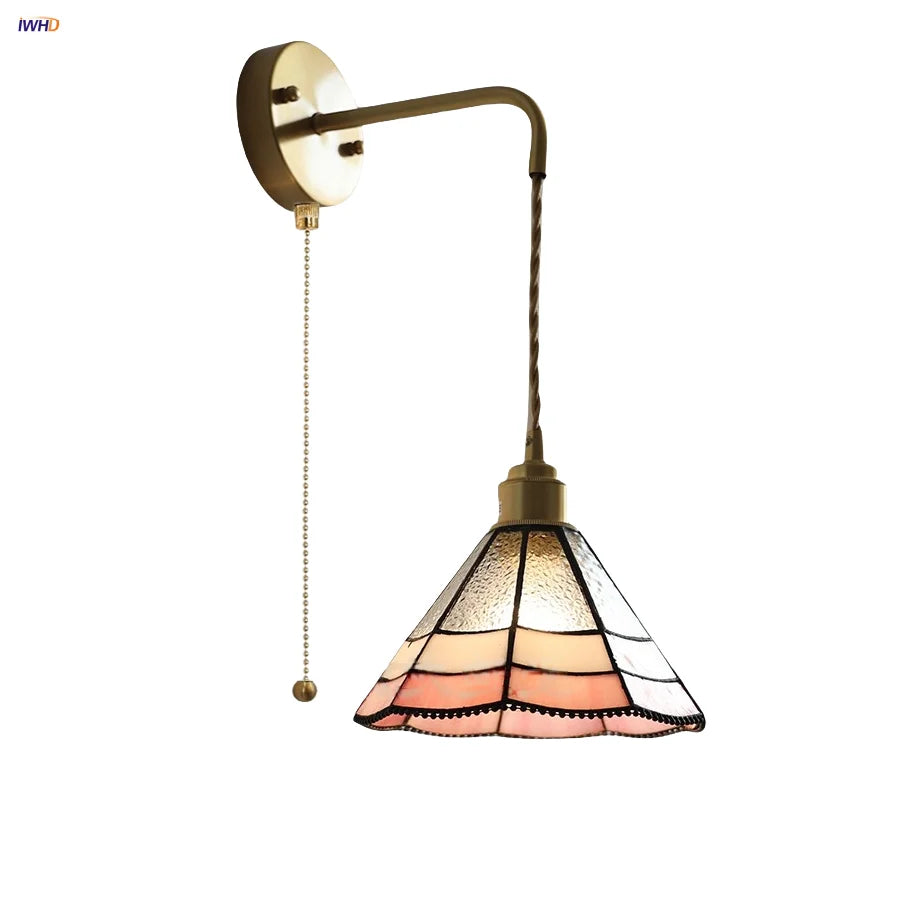 Afralia™ Tiffany Glass Wall Sconce LED Light for Modern Decor