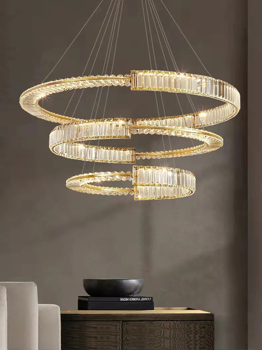 Afralia™ Crystal Gold Ring LED Chandelier for Minimalist Luxury Home Decor