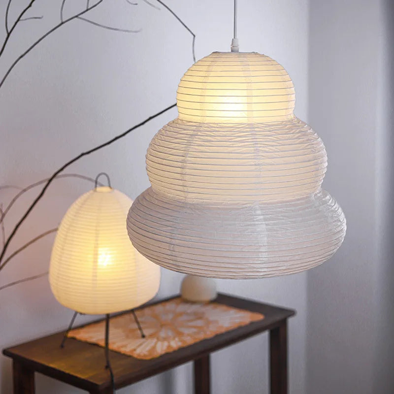 Afralia™ Wabi-sabi Rice Paper Pendant Lights Japanese Chandelier Home Decor Hanging Light