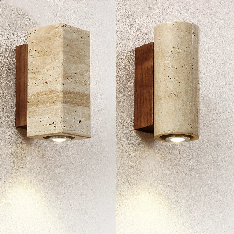 Afralia™ Yellow Travertine Wall Light LED Sconce for Living Room & Bedroom