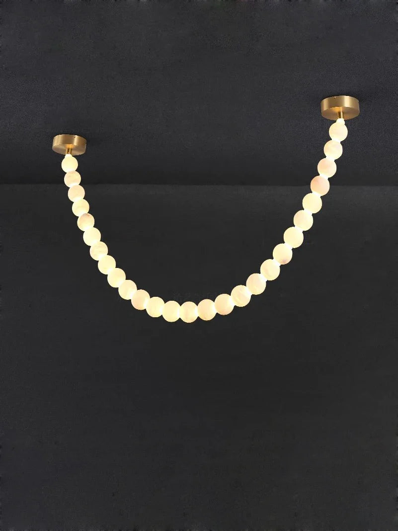 Afralia™ Alabaster Marble Gold LED Chandelier for Staircase-Foyer Decor