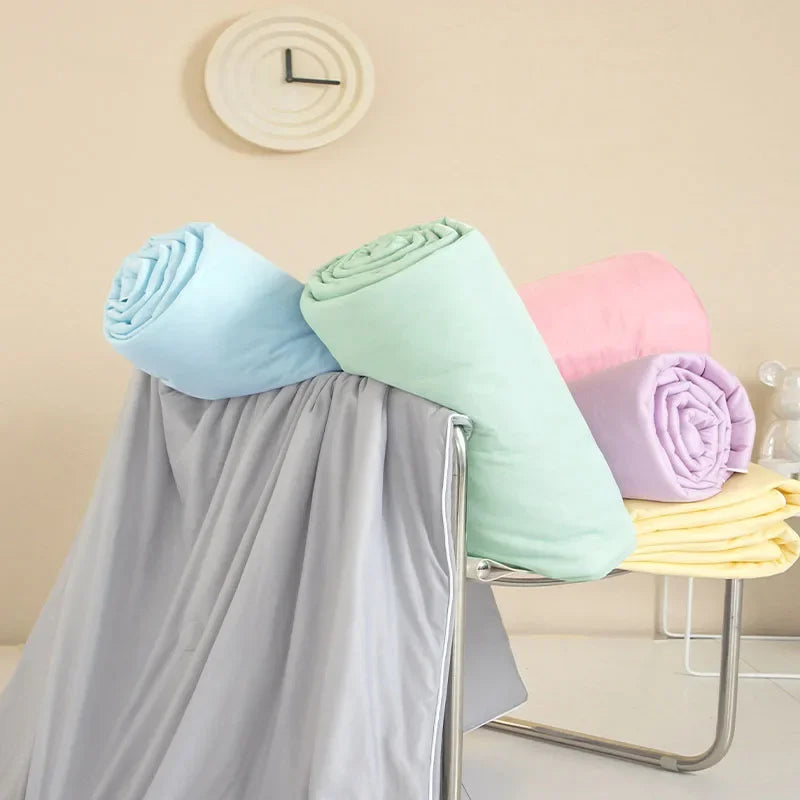 Afralia™ Satin Silky Summer Cooling Quilt Double Solid Color Bedding