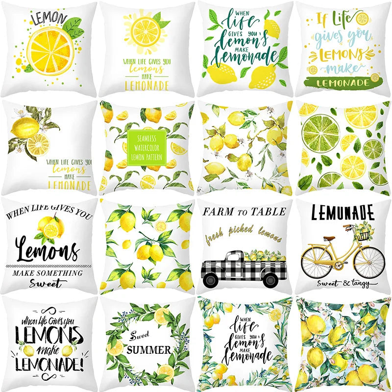Nordic Lemon Print Cushion Cover for Home Decor - Afralia™