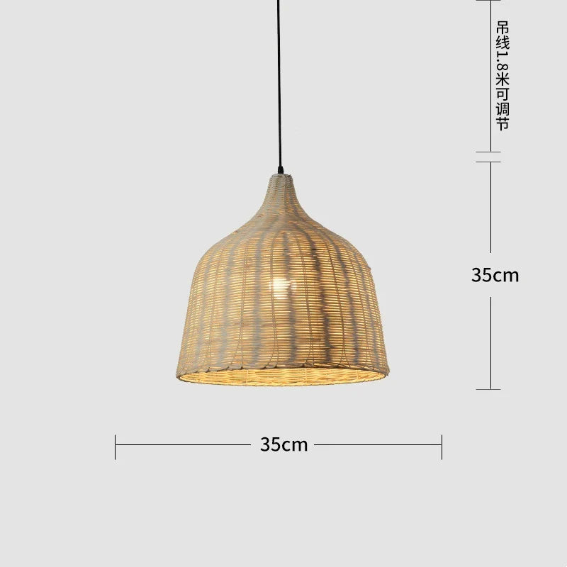 Afralia™ Rattan Wicker Pendant Light Chandelier Ceiling Lamp