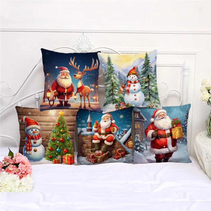 Santa Claus Print Christmas Pillowcase by Afralia™ - Festive Home Decor for Sofa & Car