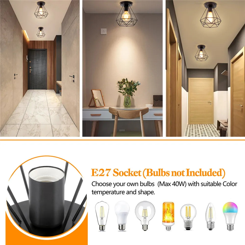 Afralia™ Vintage Industrial Cage Ceiling Light for Modern Retro Home Decor